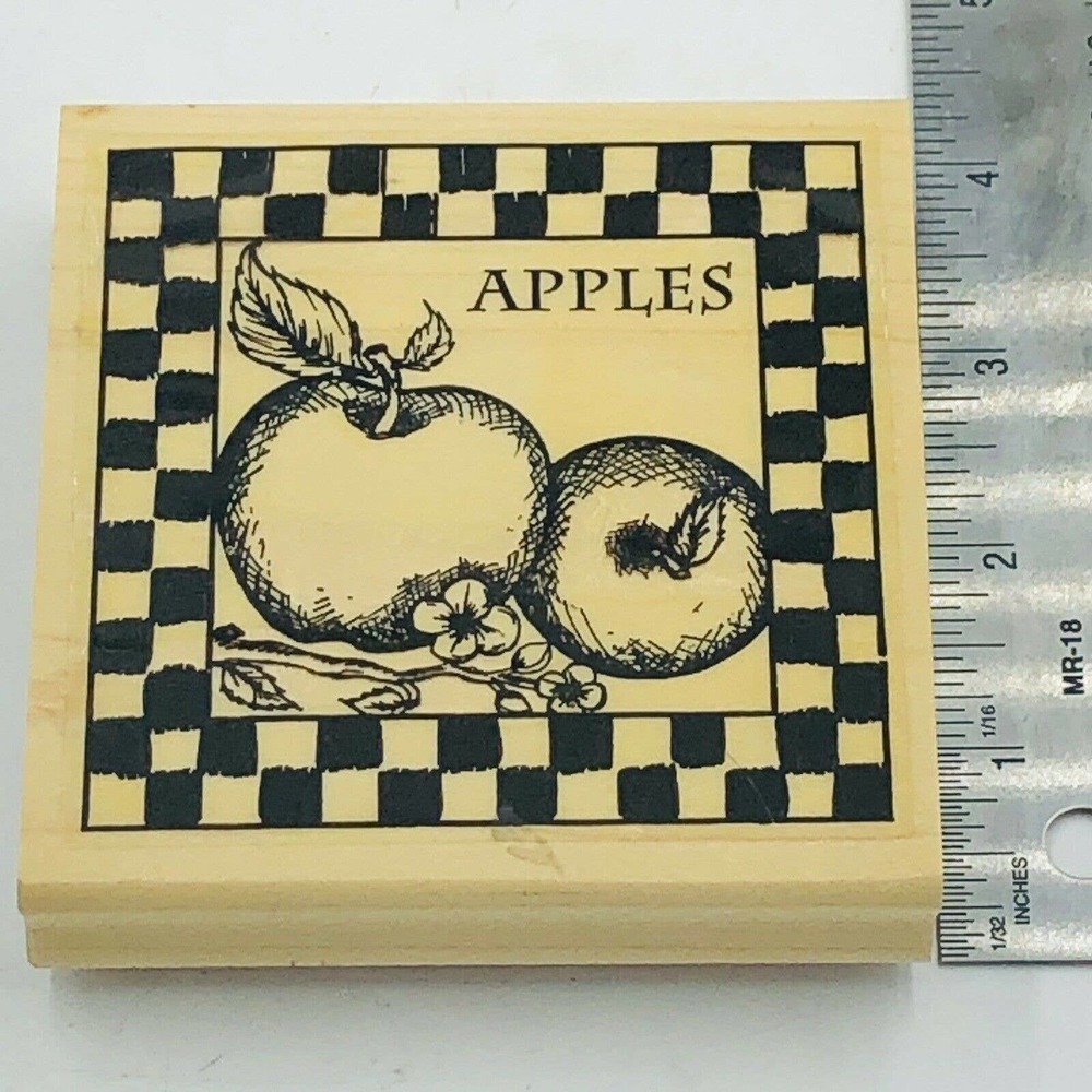 APPLES HAMPTON ARTS RUBBER STAMP WOOD MTD XL